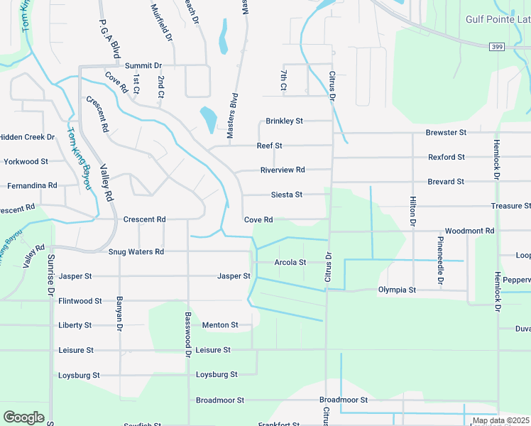 map of restaurants, bars, coffee shops, grocery stores, and more near 2436 Cove Road in Navarre