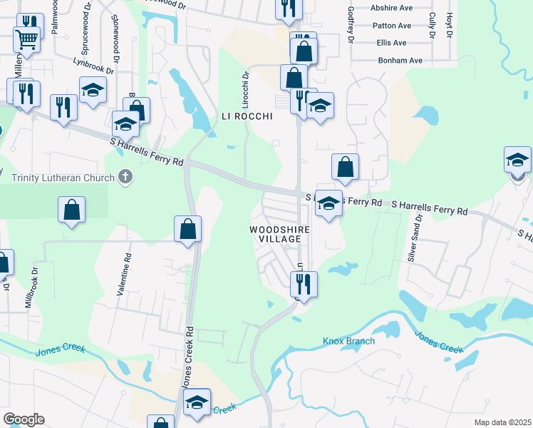 map of restaurants, bars, coffee shops, grocery stores, and more near 15912 Manchester Avenue in Baton Rouge