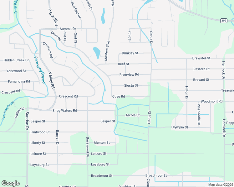 map of restaurants, bars, coffee shops, grocery stores, and more near 2450 Cove Road in Navarre