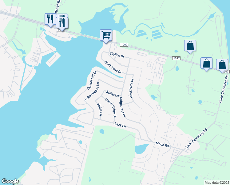 map of restaurants, bars, coffee shops, grocery stores, and more near 13212 Miller Drive in Willis