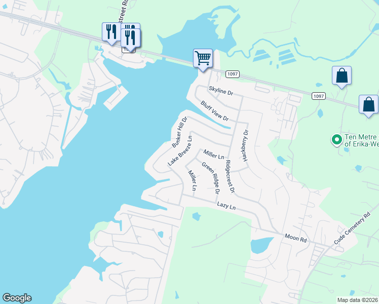 map of restaurants, bars, coffee shops, grocery stores, and more near 13438 Lake Breeze Lane in Willis