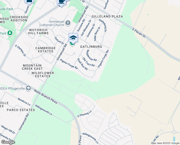map of restaurants, bars, coffee shops, grocery stores, and more near 1611 Quail Run Road in Pflugerville
