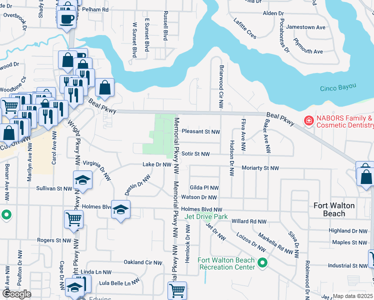 map of restaurants, bars, coffee shops, grocery stores, and more near 233 Sotir Street Northwest in Fort Walton Beach