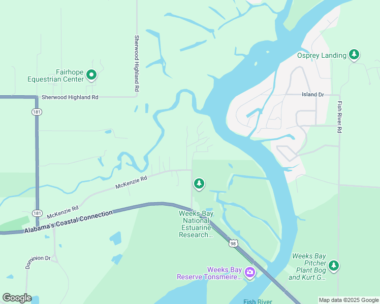 map of restaurants, bars, coffee shops, grocery stores, and more near 13800 Condor Circle in Fairhope