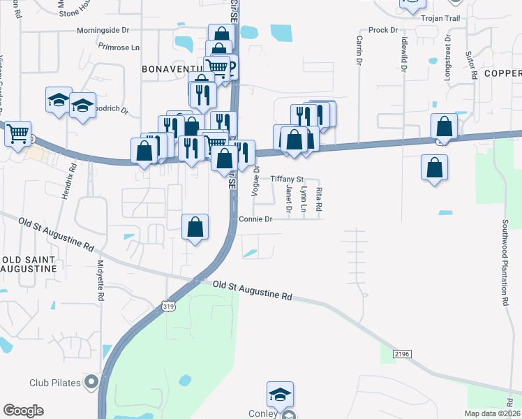 map of restaurants, bars, coffee shops, grocery stores, and more near 1433 Tami Trail in Tallahassee
