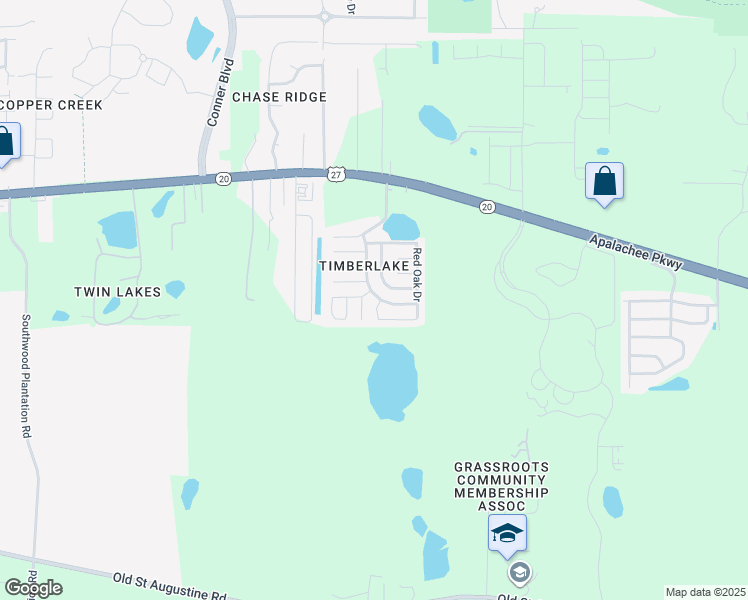 map of restaurants, bars, coffee shops, grocery stores, and more near 1521 Cinnamon Bear Circle in Tallahassee