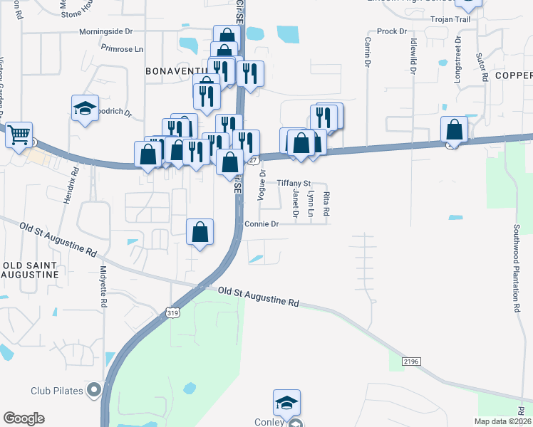 map of restaurants, bars, coffee shops, grocery stores, and more near 1433 Tami Trail in Tallahassee