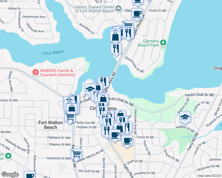 map of restaurants, bars, coffee shops, grocery stores, and more near 7 Laguna Street in Fort Walton Beach