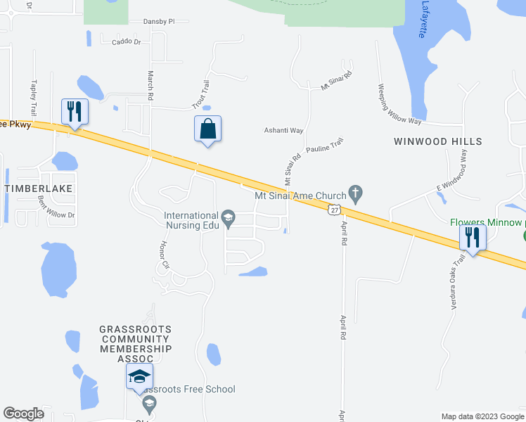 map of restaurants, bars, coffee shops, grocery stores, and more near 5052 Hampton Ridge Avenue in Tallahassee