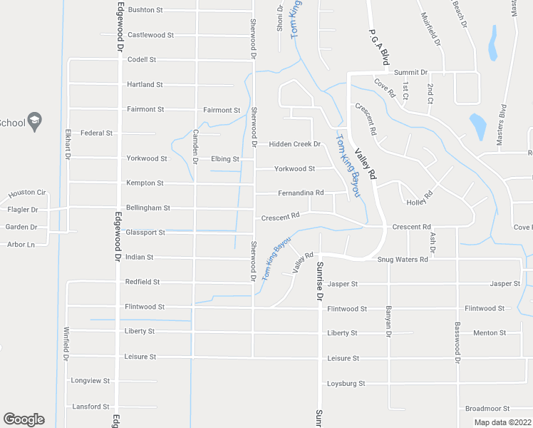 map of restaurants, bars, coffee shops, grocery stores, and more near 2305 Crescent Road in Navarre