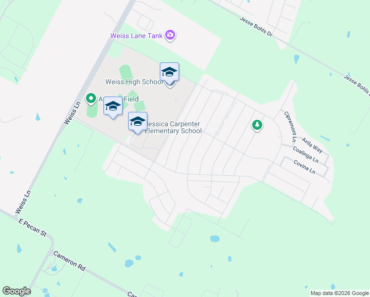 map of restaurants, bars, coffee shops, grocery stores, and more near 17013 Lathrop Avenue in Pflugerville