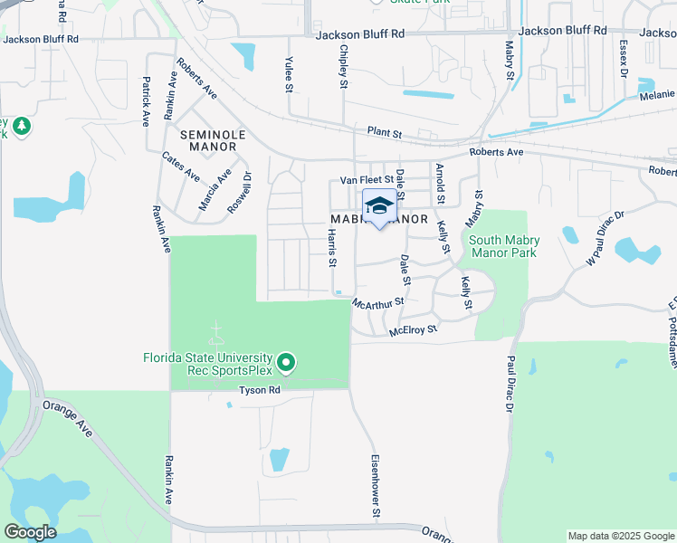 map of restaurants, bars, coffee shops, grocery stores, and more near 1710 Eisenhower Street in Tallahassee