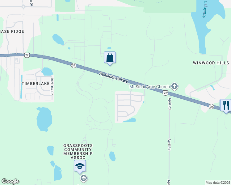 map of restaurants, bars, coffee shops, grocery stores, and more near 5010 Hampton Ridge Avenue in Tallahassee