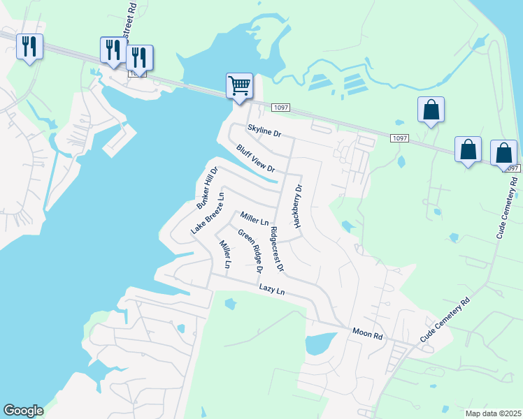 map of restaurants, bars, coffee shops, grocery stores, and more near 13212 Miller Drive in Willis