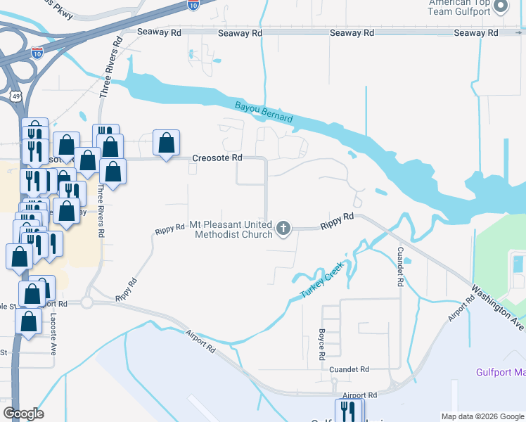 map of restaurants, bars, coffee shops, grocery stores, and more near in Gulfport