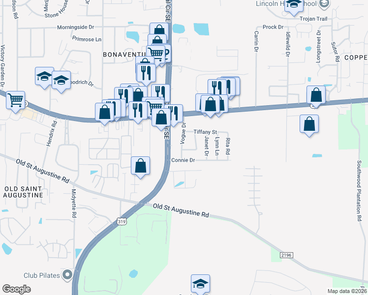 map of restaurants, bars, coffee shops, grocery stores, and more near 1433 Tami Trail in Tallahassee