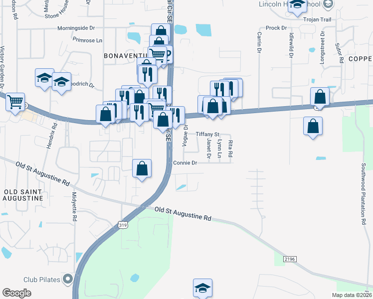map of restaurants, bars, coffee shops, grocery stores, and more near 1433 Tami Trail in Tallahassee
