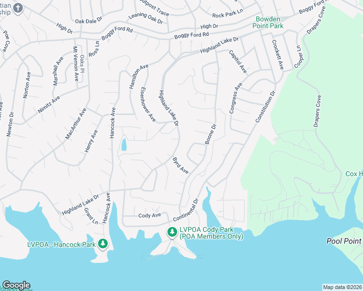map of restaurants, bars, coffee shops, grocery stores, and more near 20567 Highland Lake Drive in Lago Vista