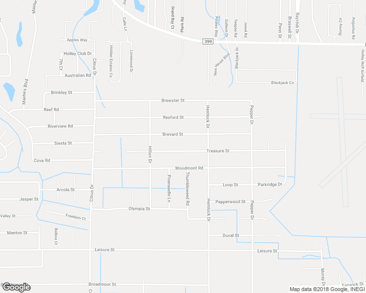 map of restaurants, bars, coffee shops, grocery stores, and more near 7466 Treasure Street in Navarre