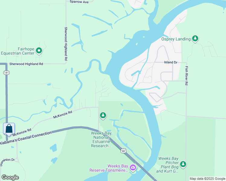 map of restaurants, bars, coffee shops, grocery stores, and more near 11380 Ida Nolte Lane in Fairhope