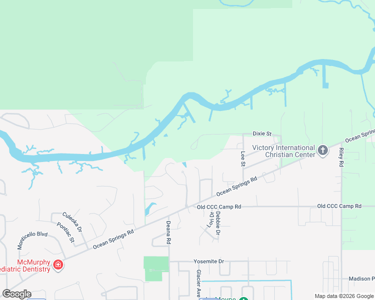 map of restaurants, bars, coffee shops, grocery stores, and more near 9118 Dixie Street in Ocean Springs