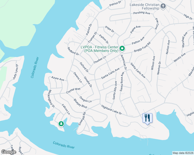 map of restaurants, bars, coffee shops, grocery stores, and more near 21631 Boggy Ford Road in Lago Vista