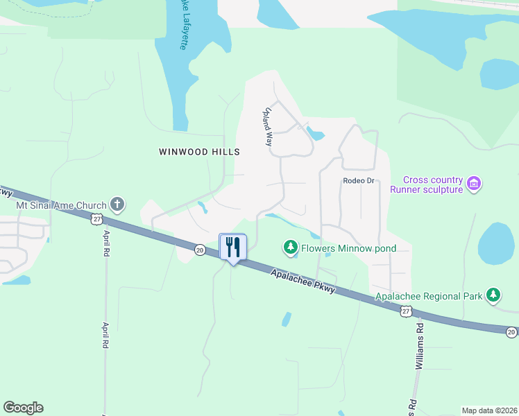 map of restaurants, bars, coffee shops, grocery stores, and more near 2550 Golden Pheasant Drive in Tallahassee