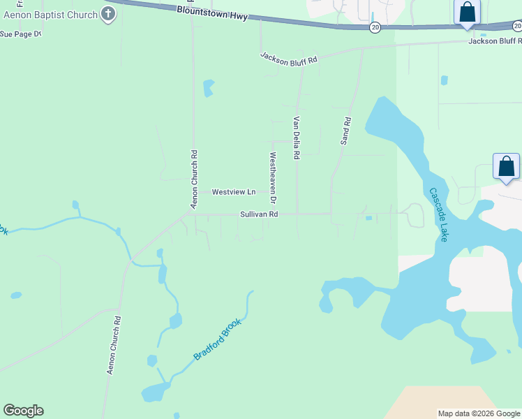 map of restaurants, bars, coffee shops, grocery stores, and more near 5526 Sullivan Road in Tallahassee