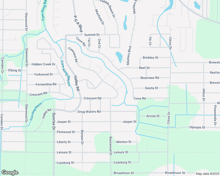 map of restaurants, bars, coffee shops, grocery stores, and more near 2513 Crescent Road in Navarre