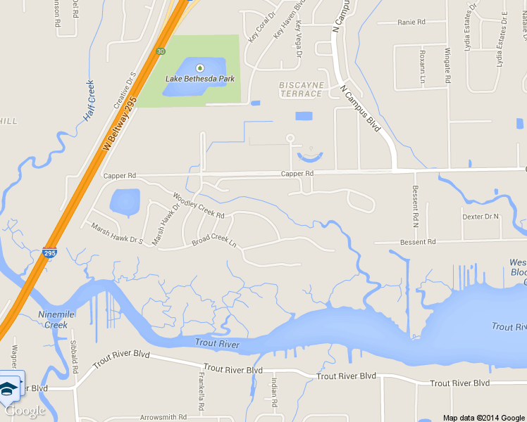 map of restaurants, bars, coffee shops, grocery stores, and more near 4139 Woodley Creek Road in Jacksonville