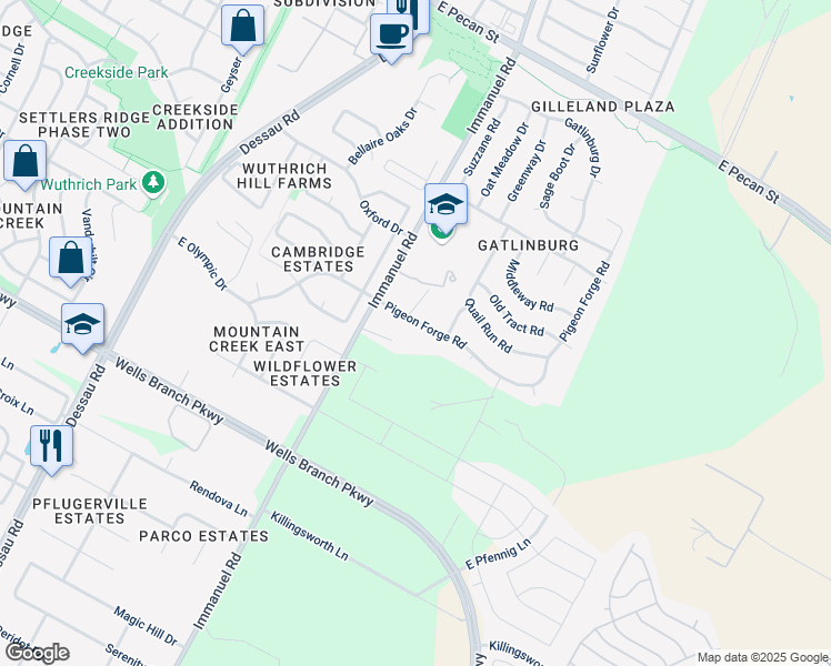 map of restaurants, bars, coffee shops, grocery stores, and more near in Pflugerville
