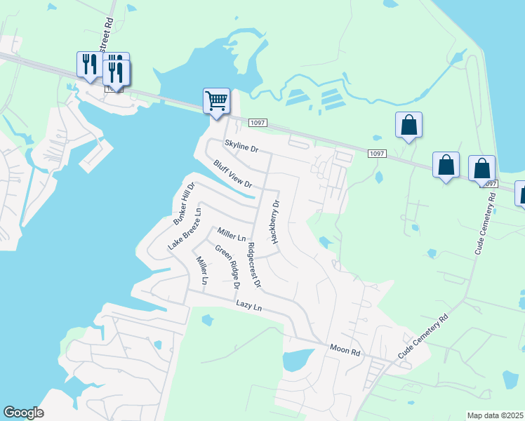map of restaurants, bars, coffee shops, grocery stores, and more near 12622 Ridgecrest Drive in Willis