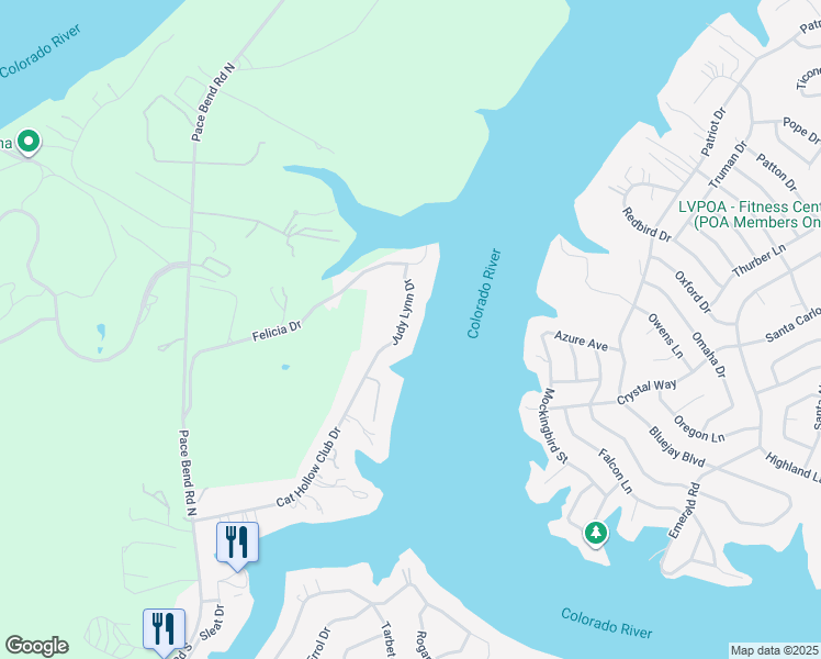map of restaurants, bars, coffee shops, grocery stores, and more near 1605 Judy Lynn Drive in Spicewood