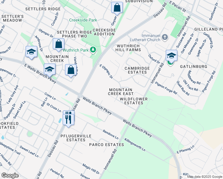 map of restaurants, bars, coffee shops, grocery stores, and more near 901 Purple Martin Court in Pflugerville