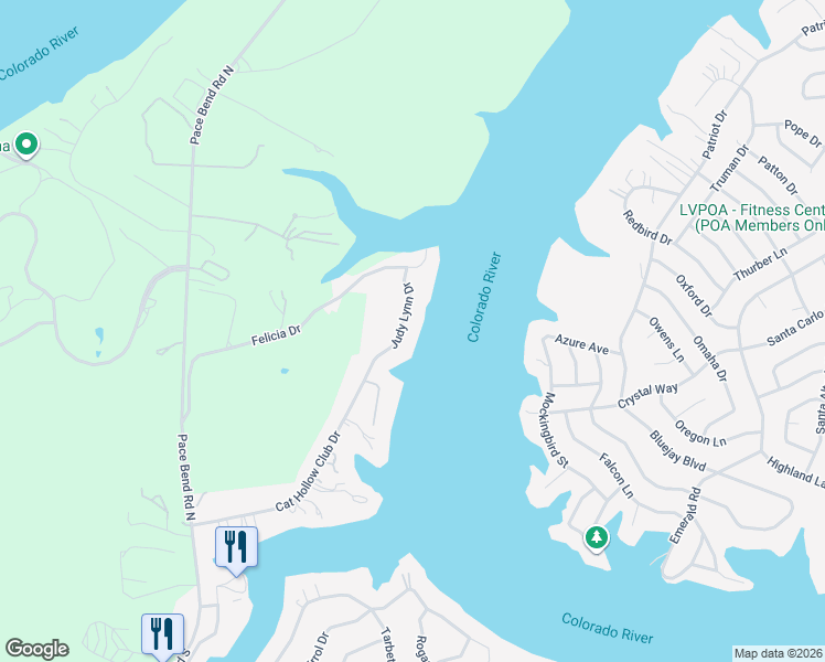 map of restaurants, bars, coffee shops, grocery stores, and more near 1601 Judy Lynn Drive in Spicewood