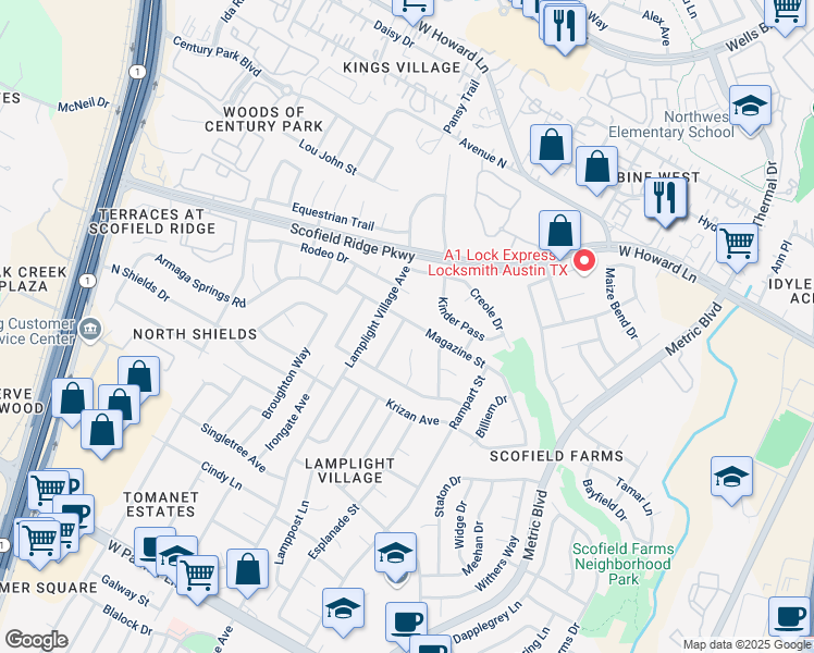map of restaurants, bars, coffee shops, grocery stores, and more near 2012 Magazine Street in Austin
