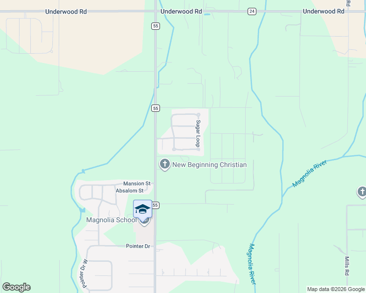 map of restaurants, bars, coffee shops, grocery stores, and more near Sweet Gum Dr in Foley