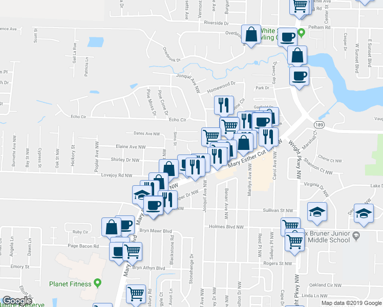 map of restaurants, bars, coffee shops, grocery stores, and more near 125 Classic Court in Fort Walton Beach