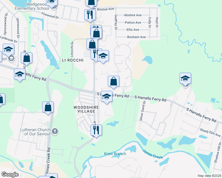 map of restaurants, bars, coffee shops, grocery stores, and more near 62 West Saint Dean Drive in Baton Rouge