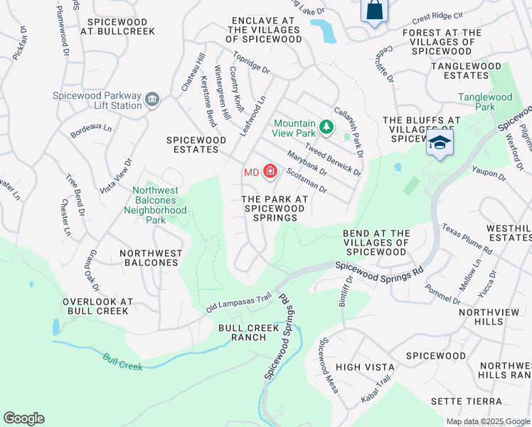 map of restaurants, bars, coffee shops, grocery stores, and more near 10551 Tweedsmuir Drive in Austin