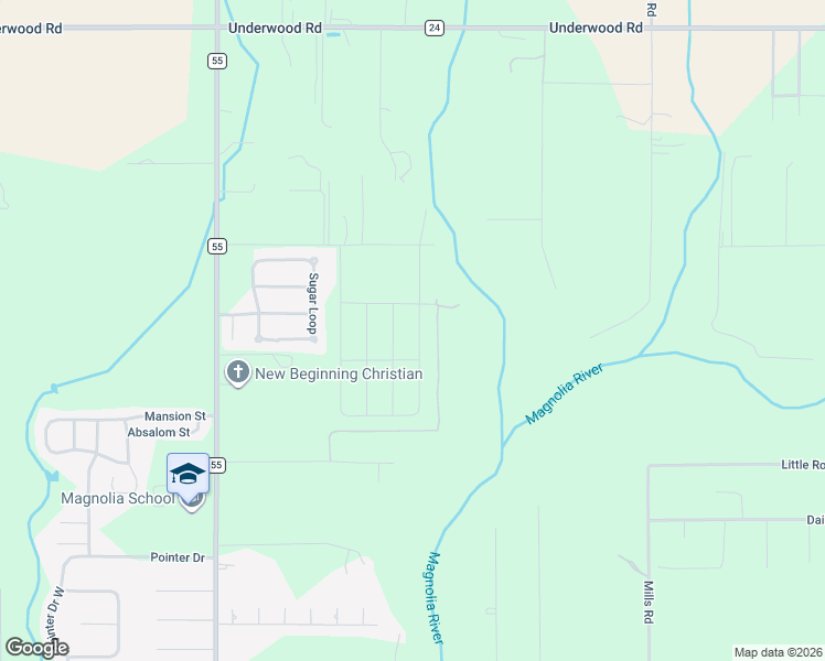 map of restaurants, bars, coffee shops, grocery stores, and more near Shea Circle in Foley