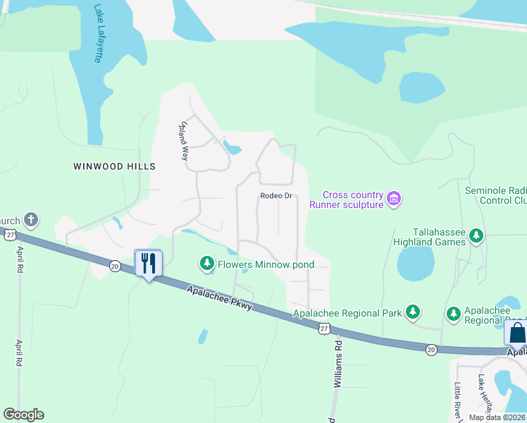 map of restaurants, bars, coffee shops, grocery stores, and more near 1708 Rodeo Drive in Tallahassee