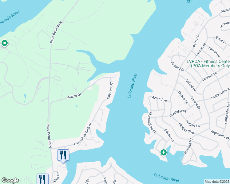 map of restaurants, bars, coffee shops, grocery stores, and more near 1605 Judy Lynn Drive in Spicewood