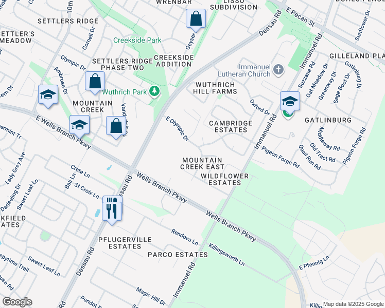 map of restaurants, bars, coffee shops, grocery stores, and more near 901 Purple Martin Court in Pflugerville