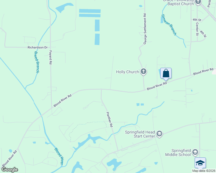 map of restaurants, bars, coffee shops, grocery stores, and more near 24669 Blood River Road in Springfield