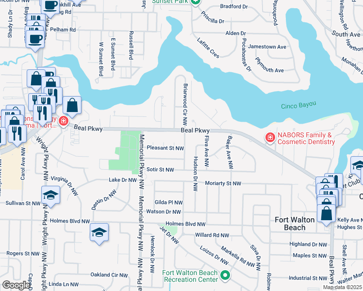 map of restaurants, bars, coffee shops, grocery stores, and more near 219 Mcarthur Avenue Northwest in Fort Walton Beach