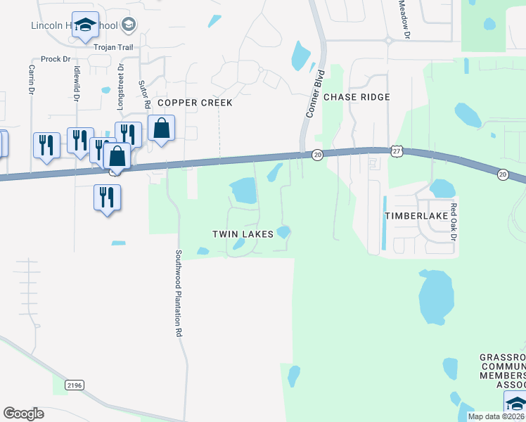 map of restaurants, bars, coffee shops, grocery stores, and more near 1472 Twin Lakes Circle in Tallahassee