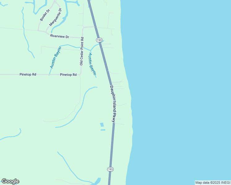 map of restaurants, bars, coffee shops, grocery stores, and more near 12705 Dauphin Island Parkway in Coden