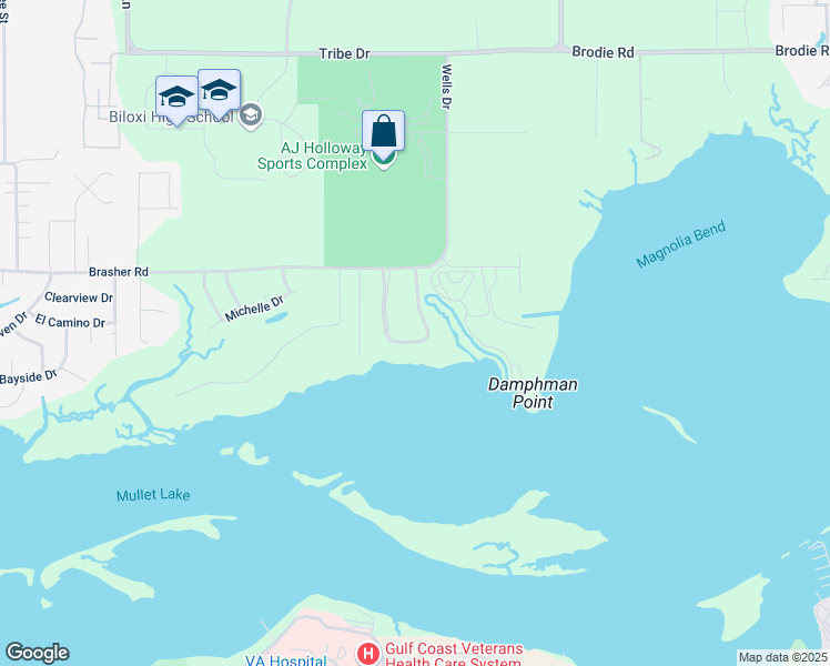map of restaurants, bars, coffee shops, grocery stores, and more near 690 Savannah Estates Boulevard in Biloxi