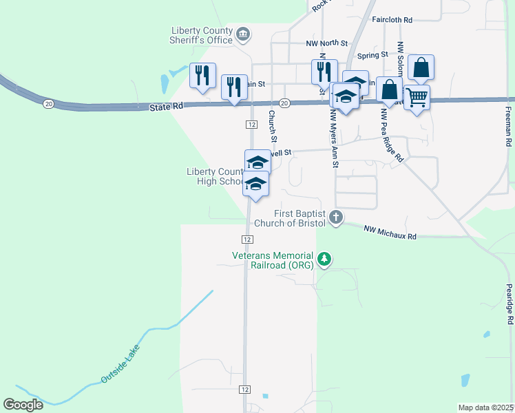 map of restaurants, bars, coffee shops, grocery stores, and more near 12926 County Road 12 in Bristol